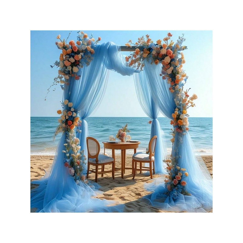1pc/2pcs Elegant Light Blue Background Decorations For Birthday Party, Valentine’s Day, Polyester Romantic