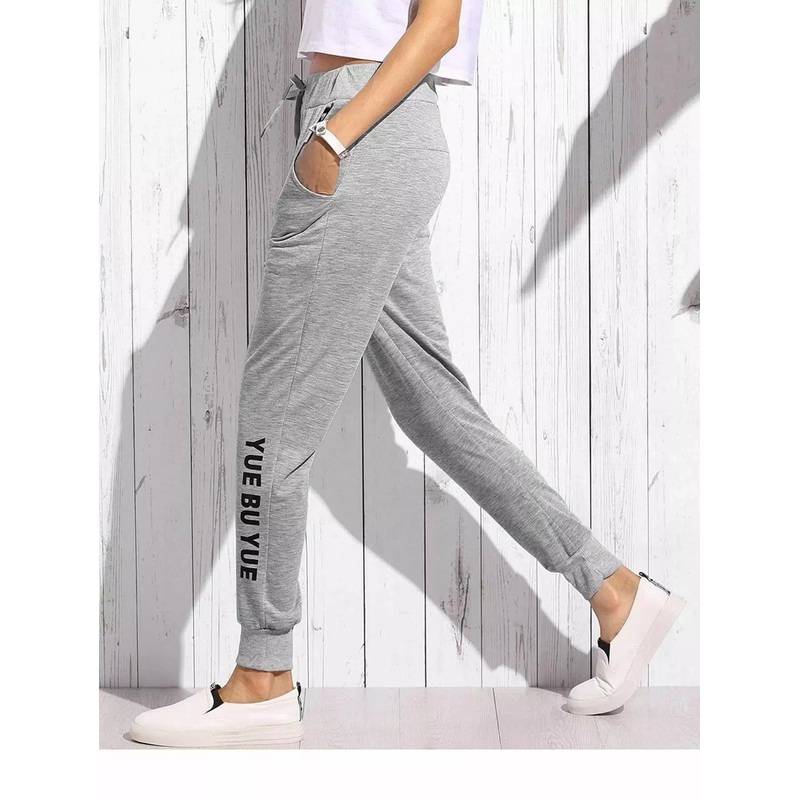 Grey Heathered Knit Ribbed Drawstring Pants