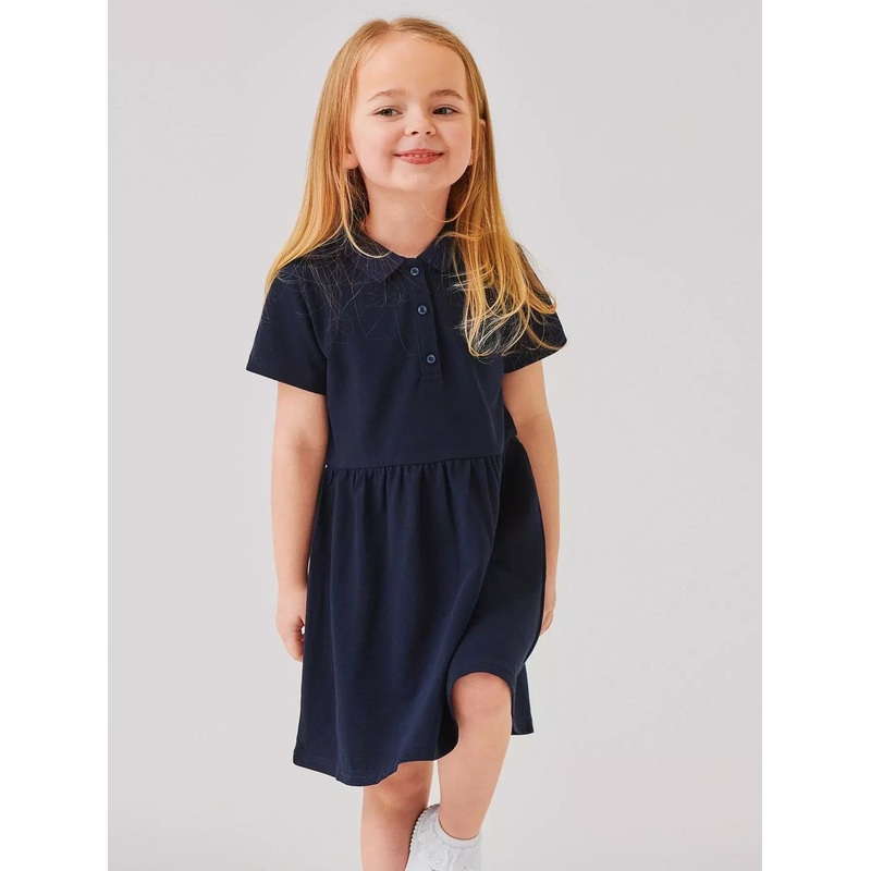 Toddler Girls Cotton Half Placket Solid Smock Dress