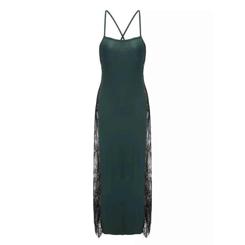 Contrast Lace Strappy Lounge Dress