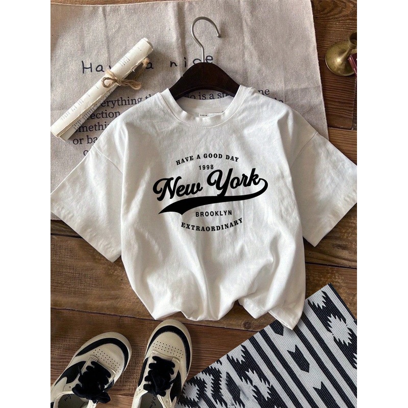 Young Boys’ Casual Simple Letter Pattern Short Sleeve Crewneck T-Shirt, Suitable For Summer