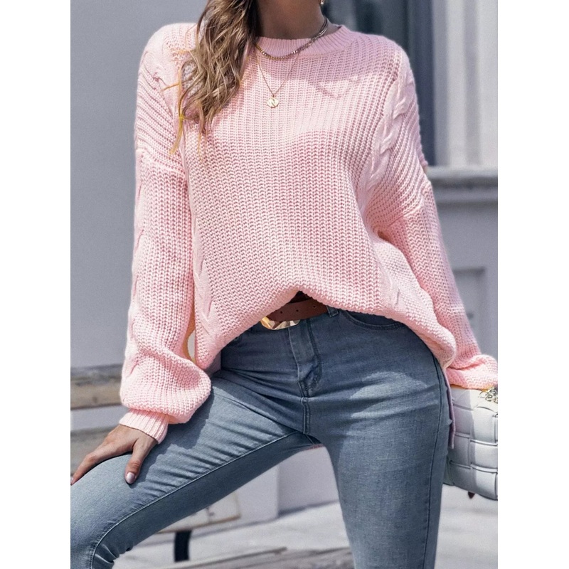 Cable Knit Drop Shoulder Sweater