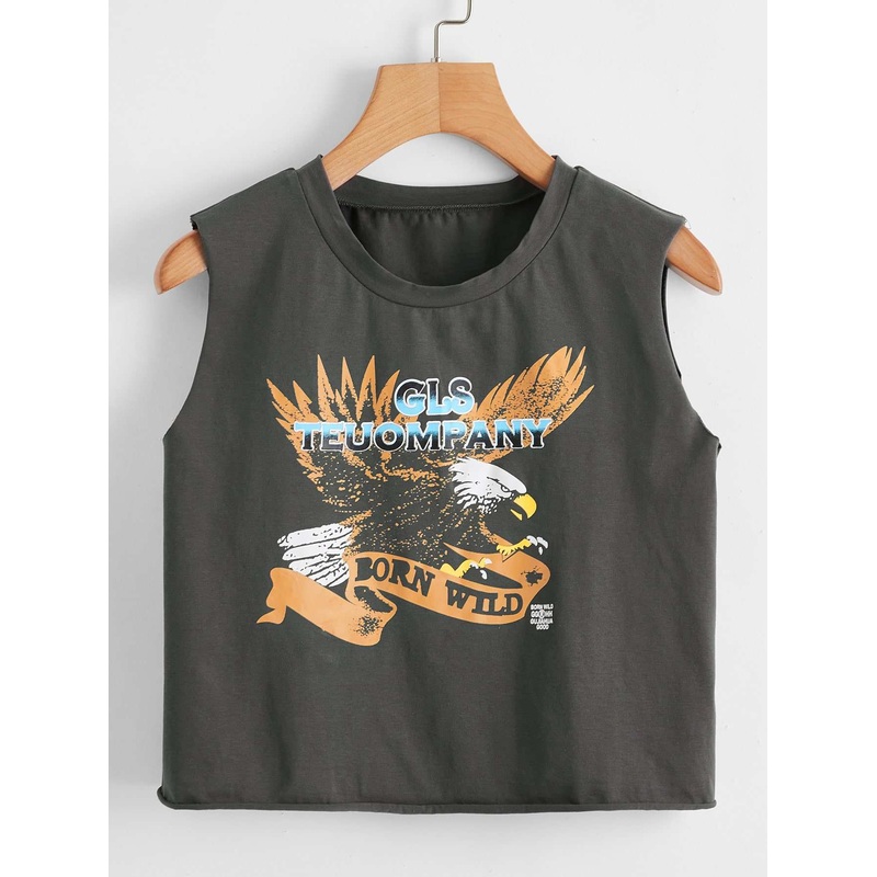 Crop top with original print|L|S|M