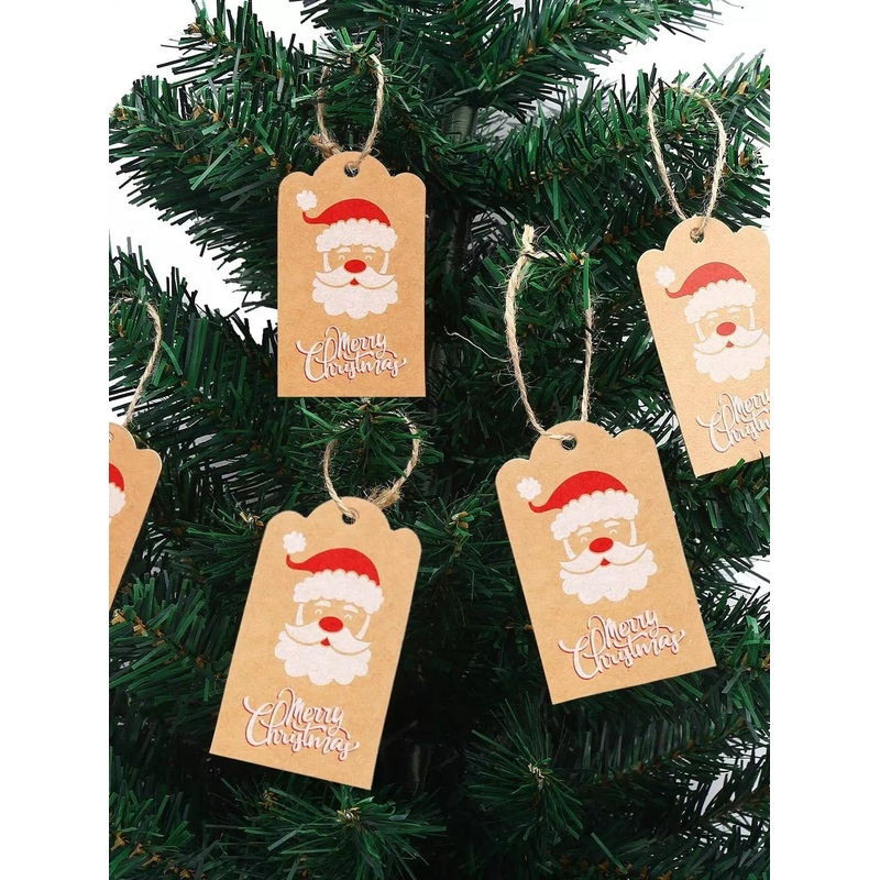 100pcs Christmas Santa Print Gift Tag