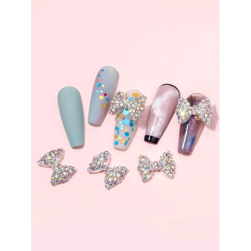 10pcs Bow-Knot Rhinestone Nail Art Decoration