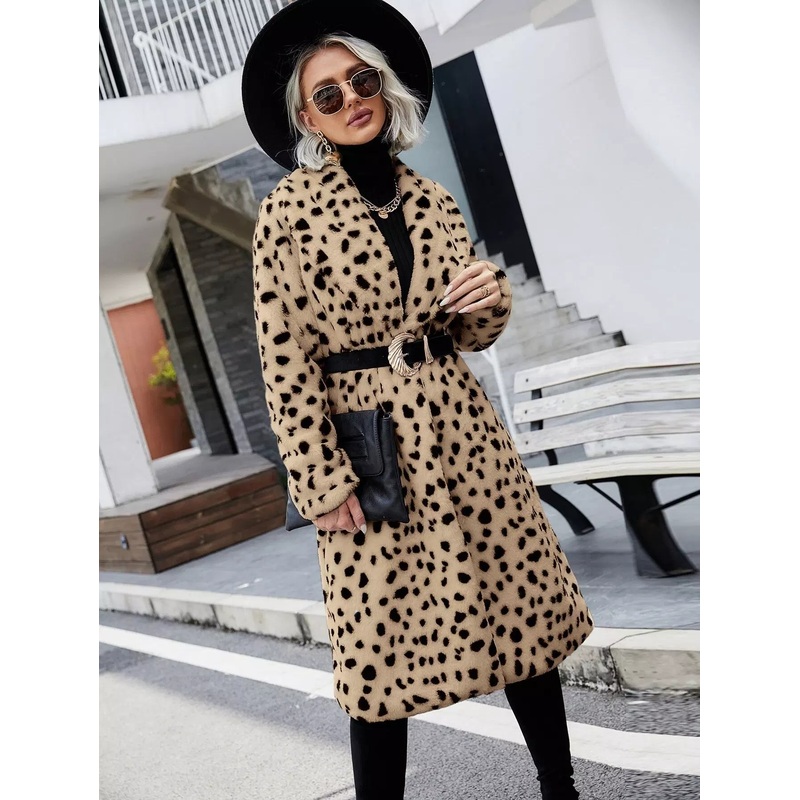 Dalmatian Print Fuzzy Coat Without Belt