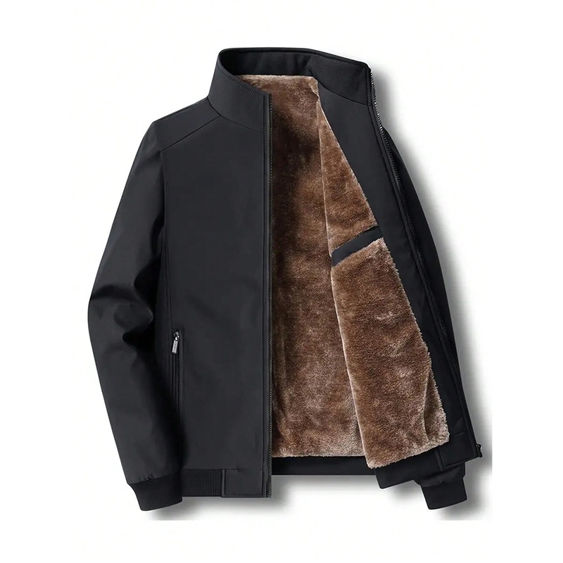 1pc Boyfriend Style Men’s Winter Padded Coat Outdoor Sports Padded Coat With Fleece Stand Collar