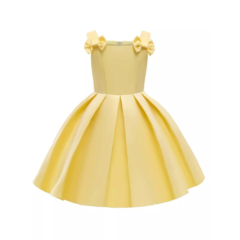 Toddler Girls Bow Front Tie Back Gown Dress