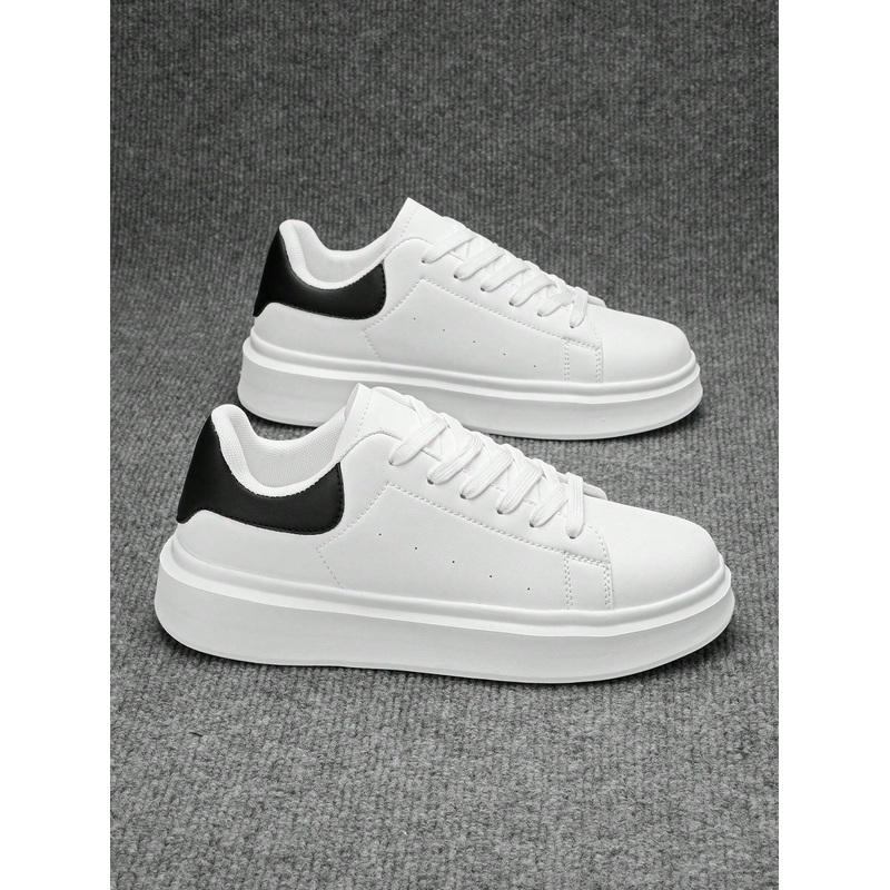 (Runs Small) Men’s Premium Simple Solid Color Lace-Up Casual Sneakers