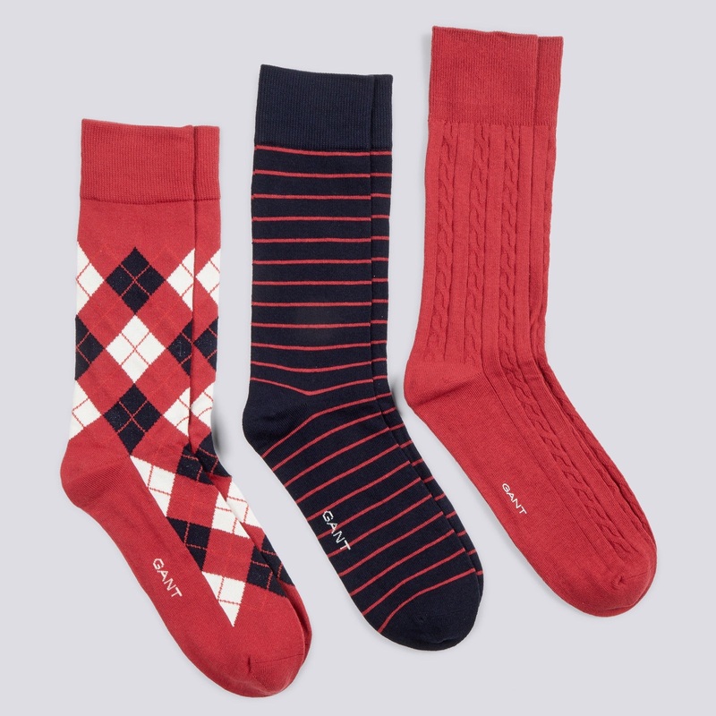 GANT – Argyle Socks – 3 Pack – Autum Sunset/Evening Blue