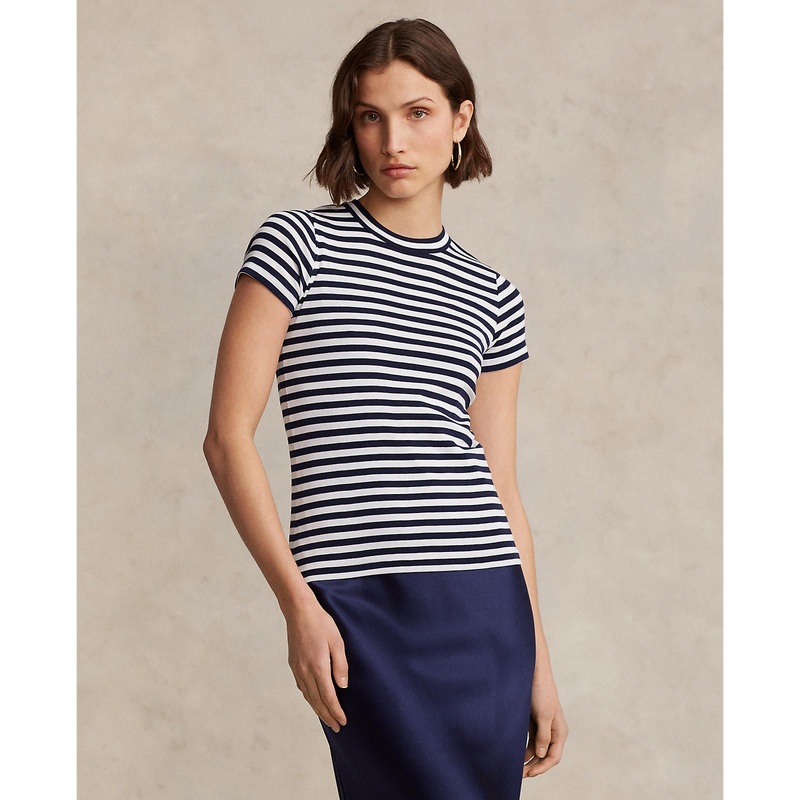 Polo Ralph Lauren – Cotton Crewneck Tee – Stripe – Cruise Navy/White