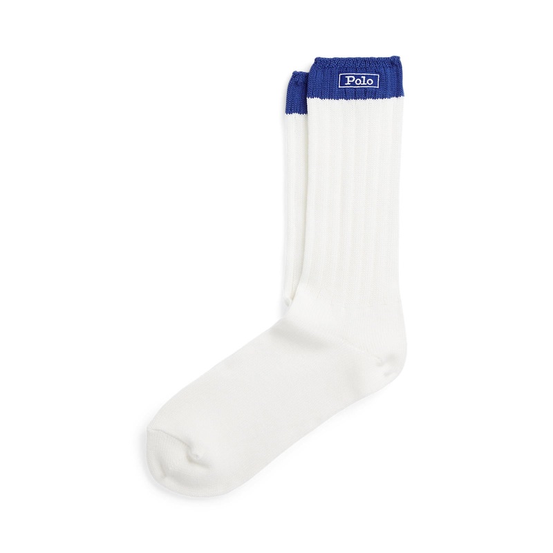 Polo Ralph Lauren – Deck Crew Logo Sock – White/Blue