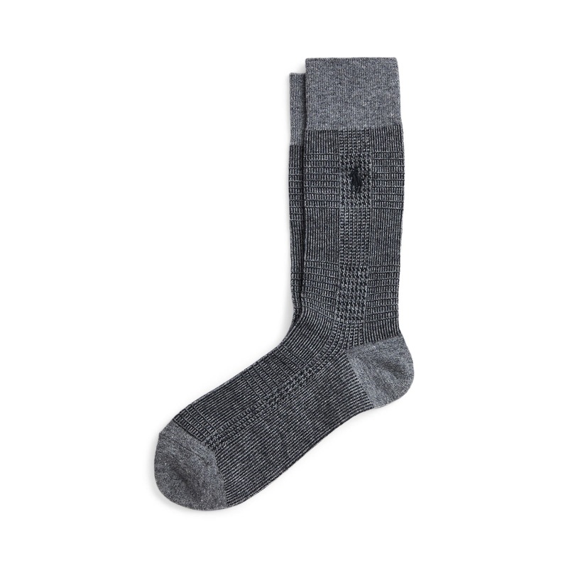 Polo Ralph Lauren – Wool Blend Glen Plaid Sock – Grey