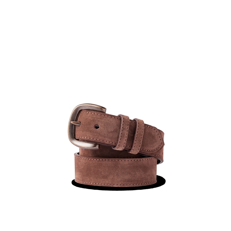 R.M.Williams – Ryder Belt – Suede – Dark Bronze Hardware – Brown