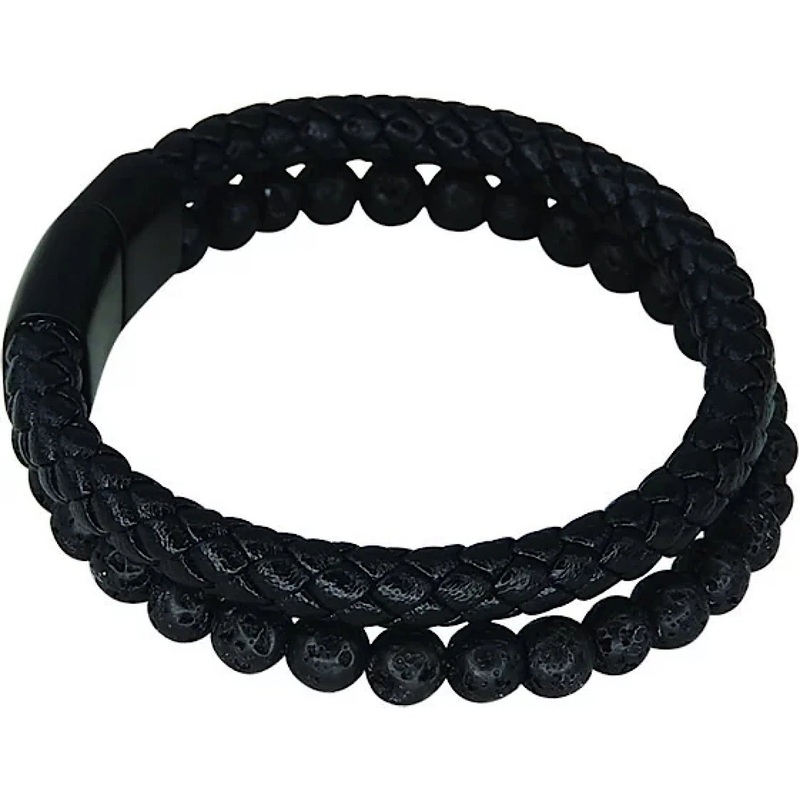 Avenel – Maverick Leather Wristband – Black