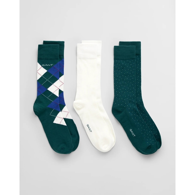GANT – 3-Pack – Argyle Socks Gift Box – Deep Forest