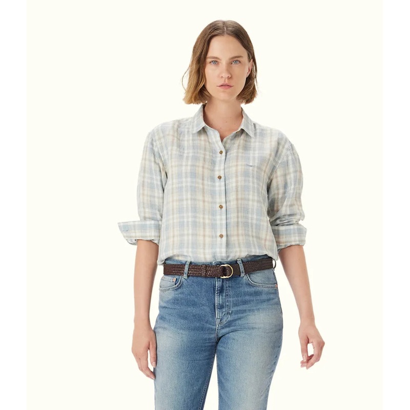 R.M.Williams – Hopeland Linen Shirt – Check – Jade