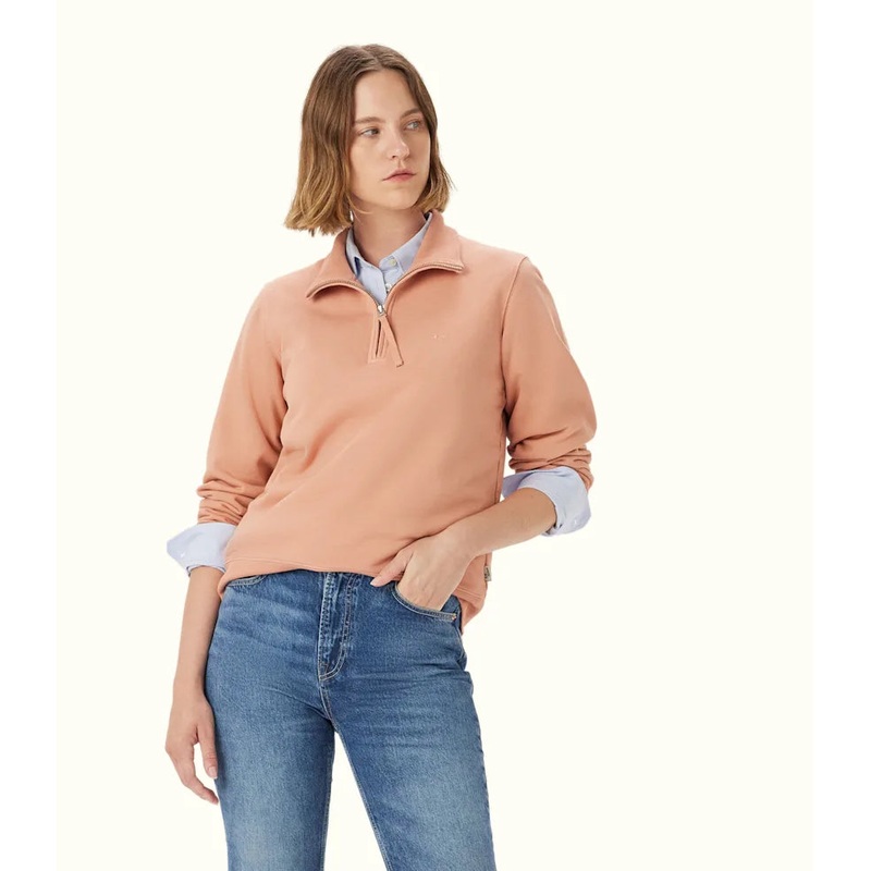 R.M.Williams – Trickett Quarter Zip Sweatshirt – Shell Pink