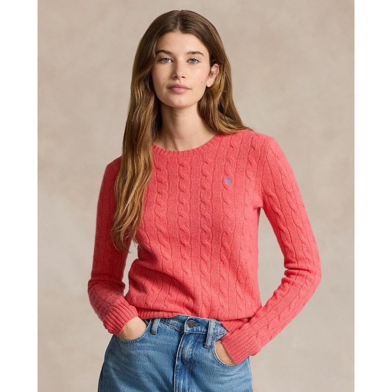 Polo Ralph Lauren – Julianna Cable Knit Crewneck Cashmere/Wool Sweater – Rosette Heather