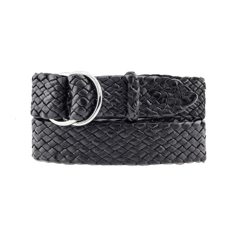 Badgery Belts – Queenslander Plaited Chrome Ring Belt – Black