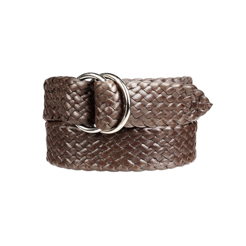 Badgery Belts – Queenslander Plaited Chrome Ring Belt – Chocolate