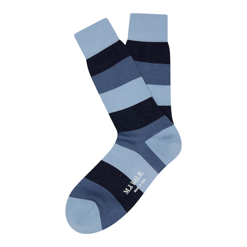 M.J. Bale – Filardi Sock – Stripe – Blue/Navy/Sky – Medium