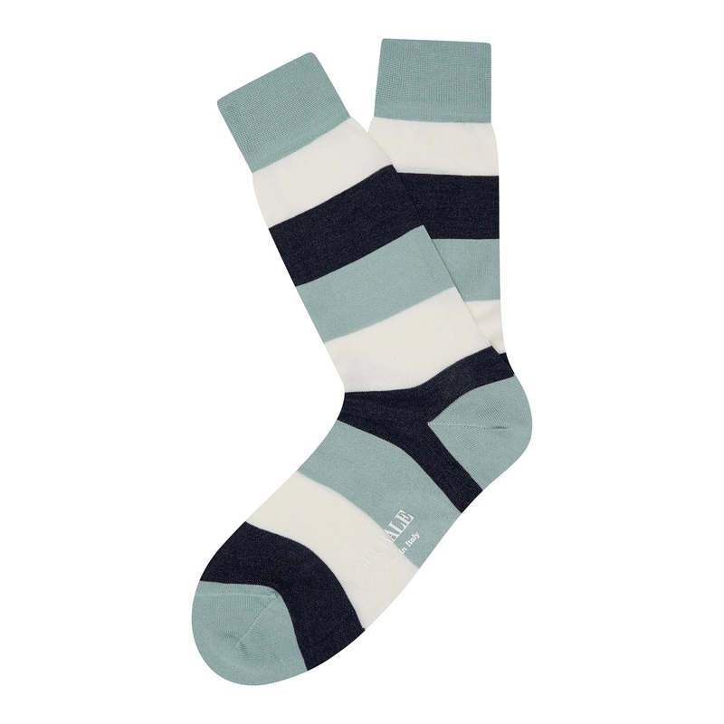 M.J. Bale – Filardi Sock – Stripe – Green Cream Navy – Medium