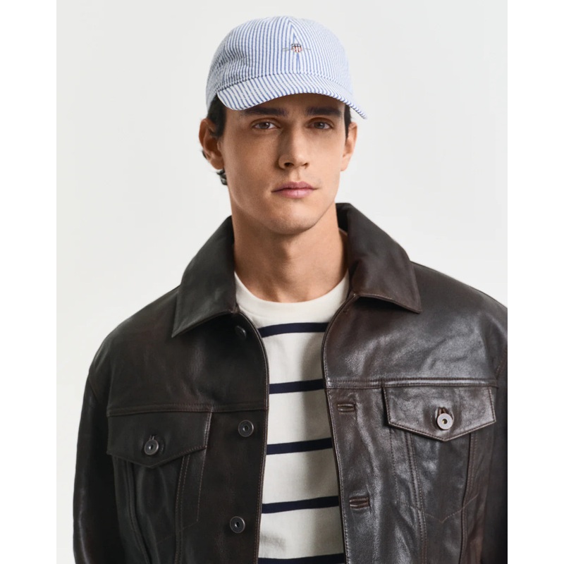 GANT – Striped Seersucker Cap – Blue
