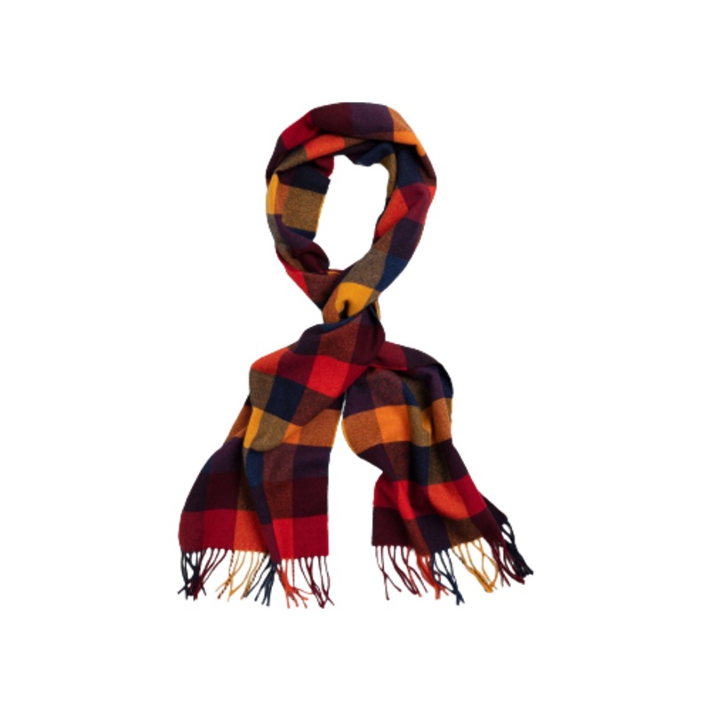 GANT – Wool Scarf – Checked Multicolour – Gold | Blue