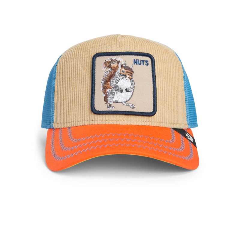 Goorin – Animal Trucker Cap – Squirrel – Nuts – Blue, Beige, Orange Multi