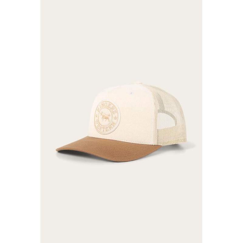 Ringers Western – Signature Bull Trucker Cap – Beige & Clay