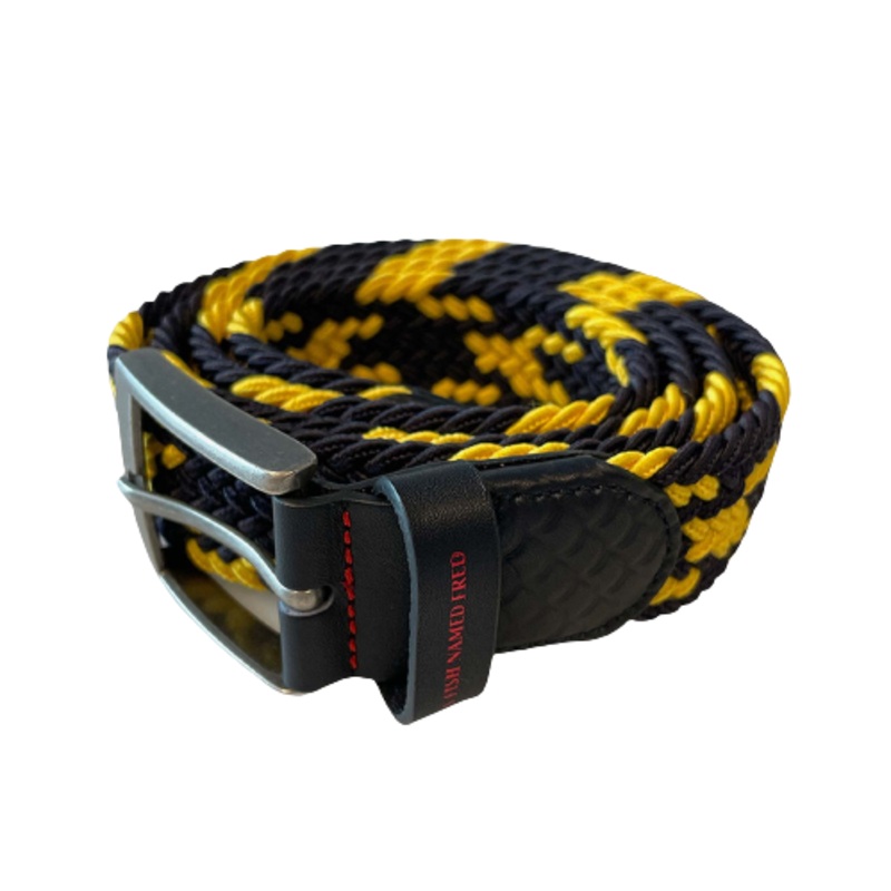 A Fish Named Fred – Braided Stretch Belt – Navy & Yellow