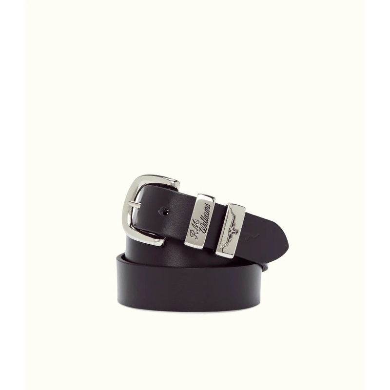 R.M.Williams – Slim Drover Belt – High Polish Nickel Buckle – Black