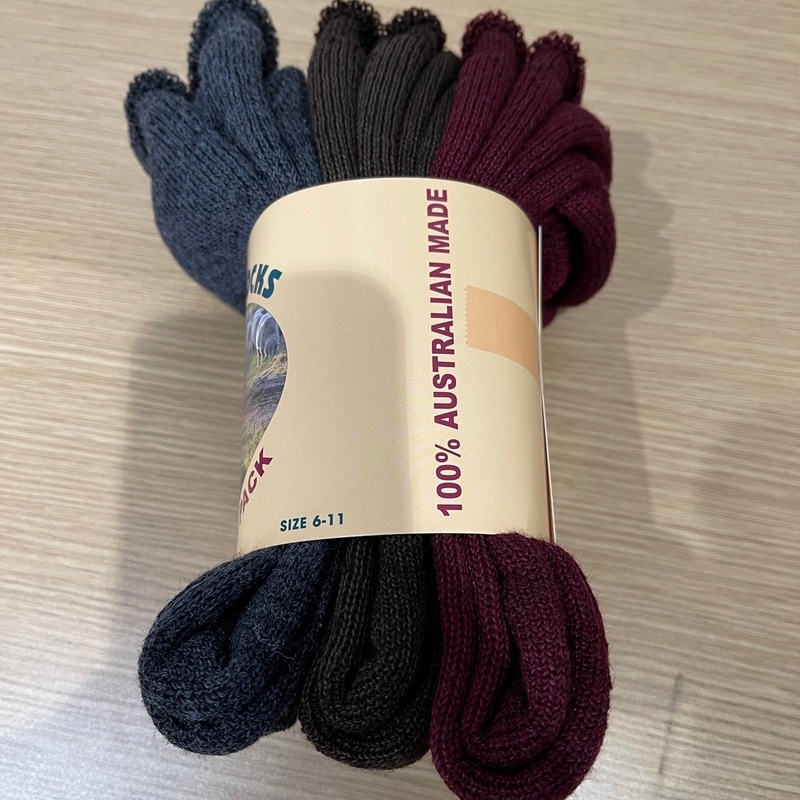 – Wool Work Socks – 3 Pack – Assorted Colours – Size 6-11