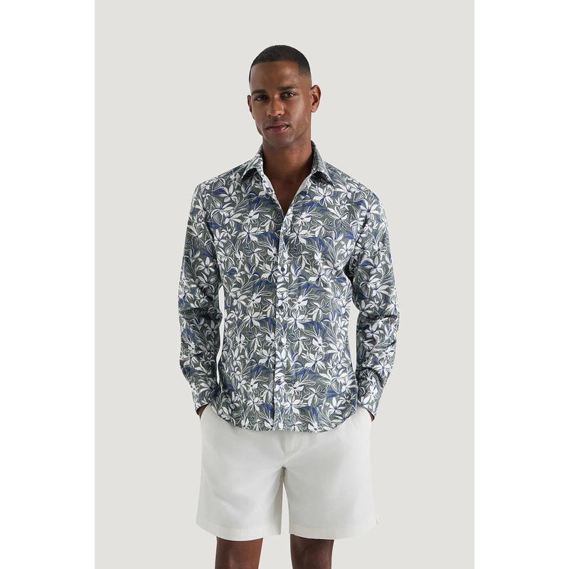 M.J. Bale – Marcello Floral Shirt – Green Navy & White