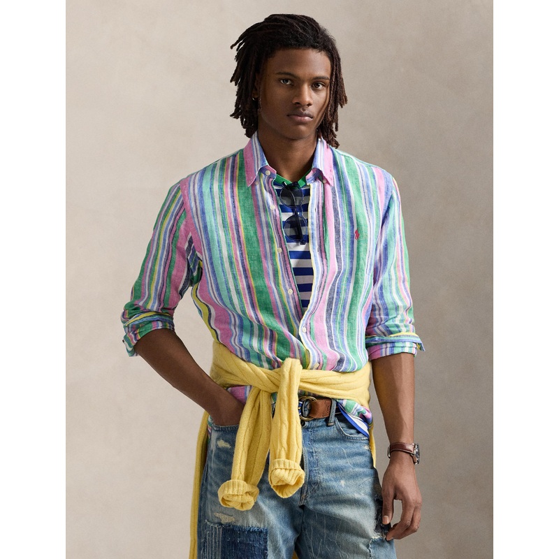 Polo Ralph Lauren – Linen Shirt – also in Big & Tall – Green Pink Multi