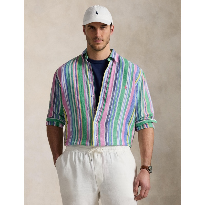 Polo Ralph Lauren – Linen Shirt – Big & Tall – Green Pink Multi