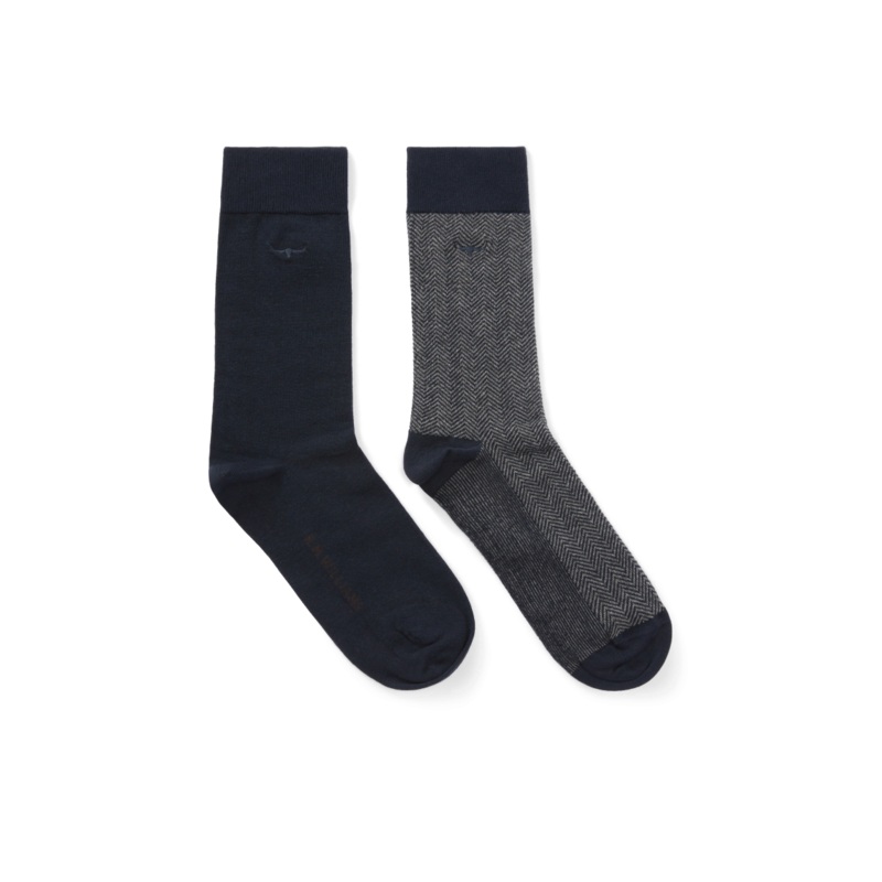 R.M.Williams – Nelson Herringbone Sock 2 Pack – Navy Grey