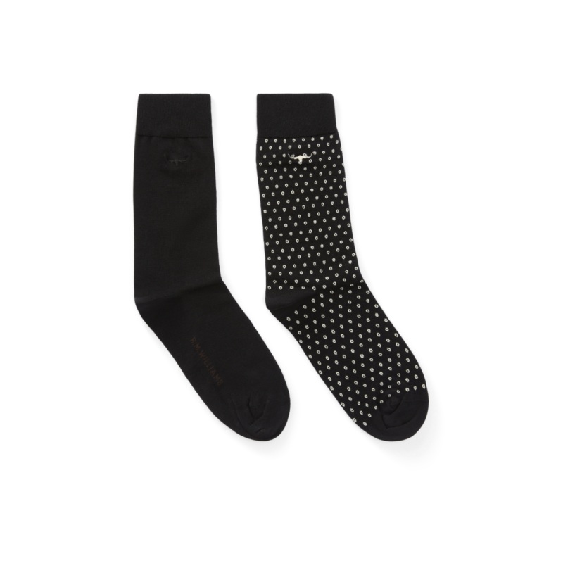 R.M.Williams – Nelson Polka  Dot Sock – 2 Pack – Black Cream