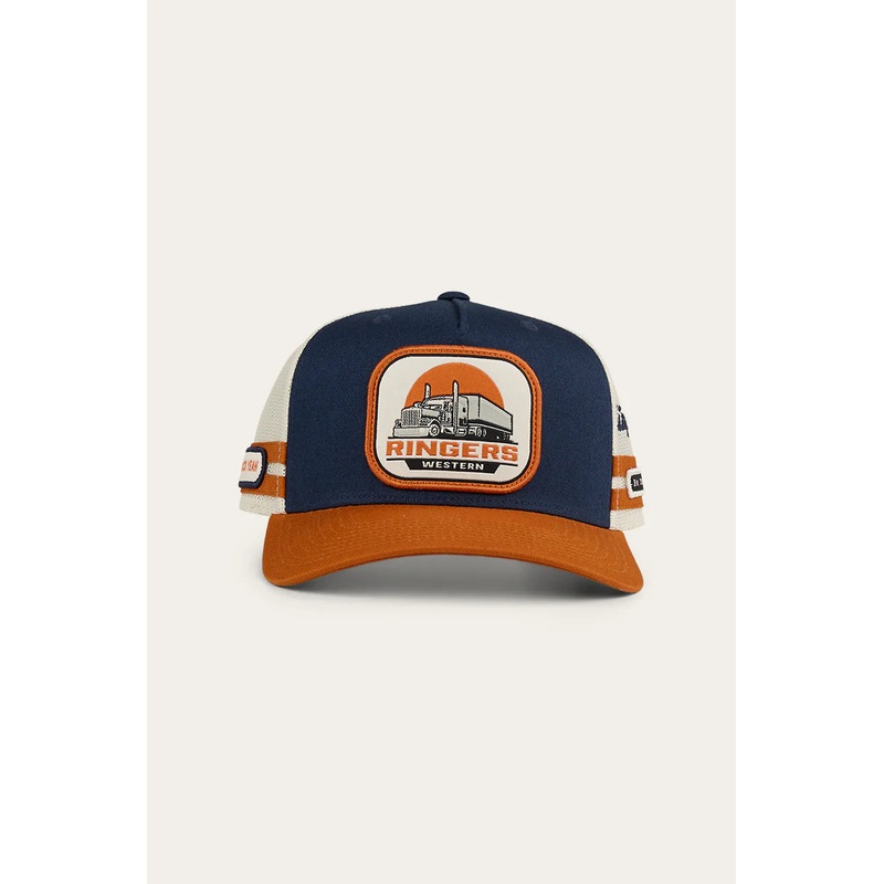 Ringers Western – Big Rig Trucker Cap – Navy & Burnt Orange