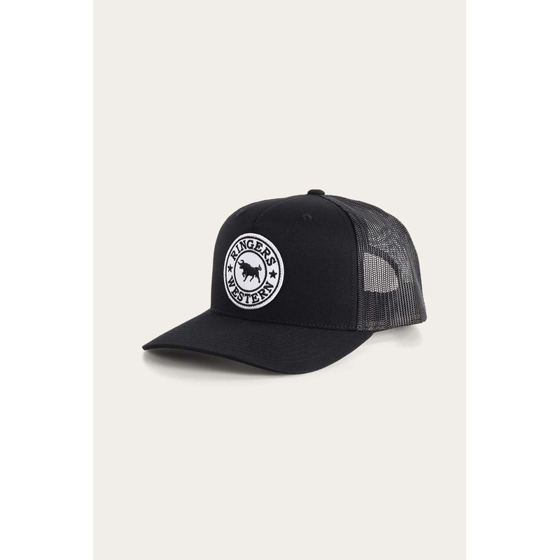 Ringers Western – Signature Bull Trucker Cap – Black & White